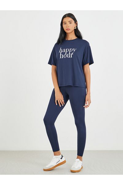 Styli Slogan Print Short Sleeve T-Shirt and Leggings Co-Ords