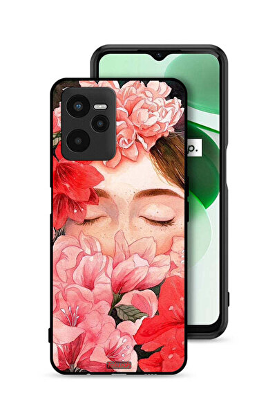 Tolwak غطاء حماية لهاتف Realme C35 برسومات زهور ووجه فتاة مخفي