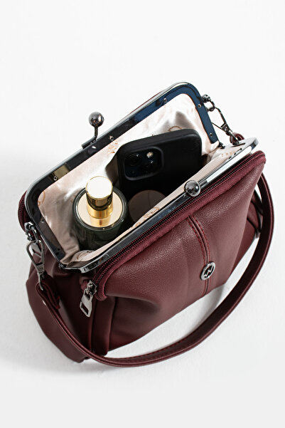 By Hakan Tn-206 Scholar Women's Shoulder Bag Clip Hand Bag Crossbody Bag Bordo