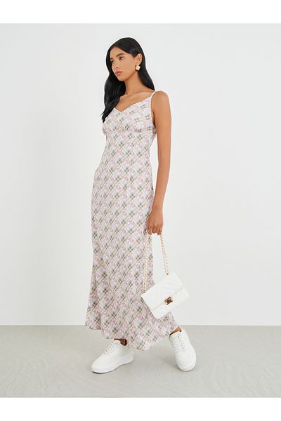 Styli All-Over Print Strappy A-Line Maxi Dress