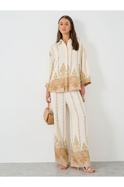 Styli Paisley Printed Wide Leg Pants