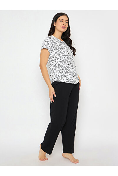 Clovia By Styli All-Over Print Short Sleeve Cotton Top and Pyjama Set