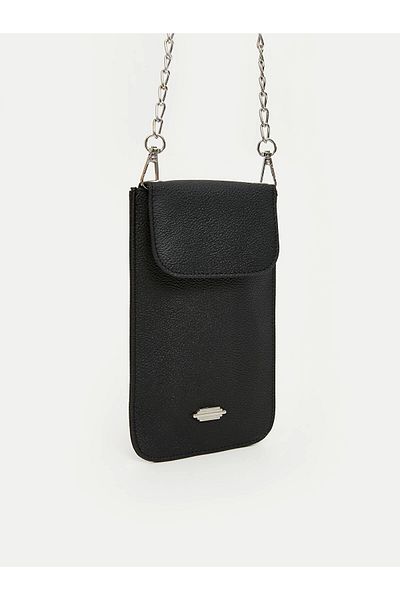 LC Waikiki Lcw Accessories Leather Look Women's Wallet with Black Chain Strap