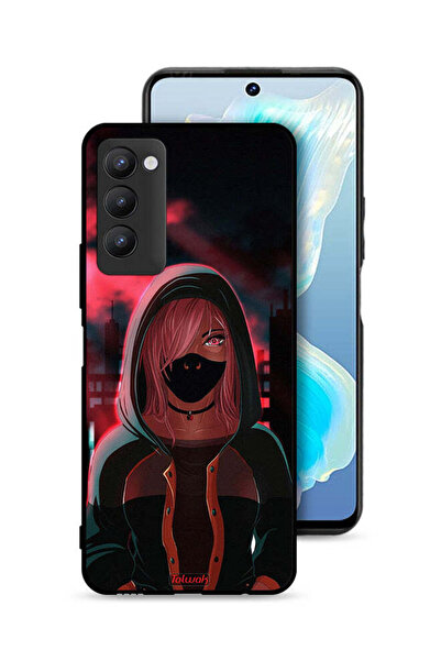 Tolwak Tecno Camon 18 Protective Case Cover Girl Wear Mask Art