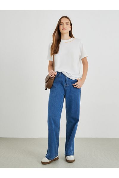 Styli Embroidery Slogan Round Neck T-Shirt