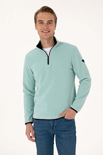 U.S. Polo Assn. Erkek Regular Fit Mint Polar Yarım Fermuarlı Basic Sweatshirt 50313777-VR090