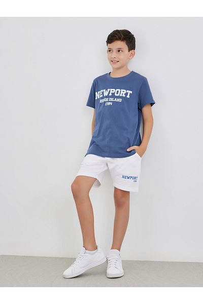 Styli Boys Typography Print Short Sleeve T-Shirt and Shorts Set