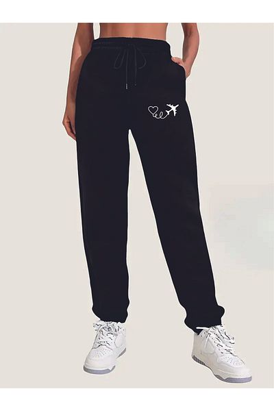 HOFFNUNG Unisex 2Ip Comfortable Fit Love Plane Printed Sweatpants