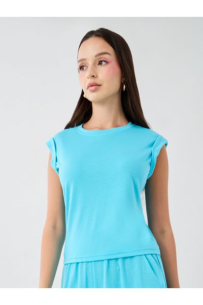 Styli Solid Round Neck Tank Top and Wide Leg Pants Co-Ords