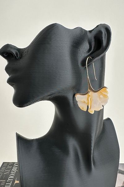 Modex Acrylic Leaf Earrings with Metal Detail Dangle (6cm)