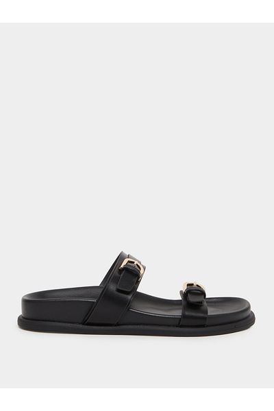 Styli Double Band Buckle Detail Slip-On Sandals