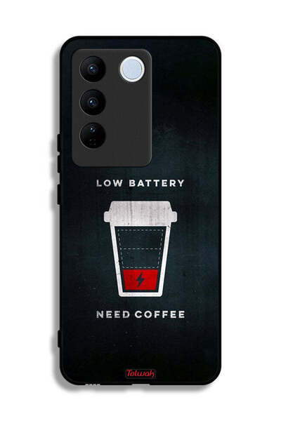 Tolwak Vivo V27 Protective Case Cover Low Battery Need Coffee
