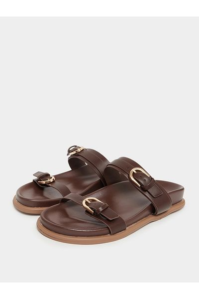Styli Double Band Buckle Detail Slip-On Sandals