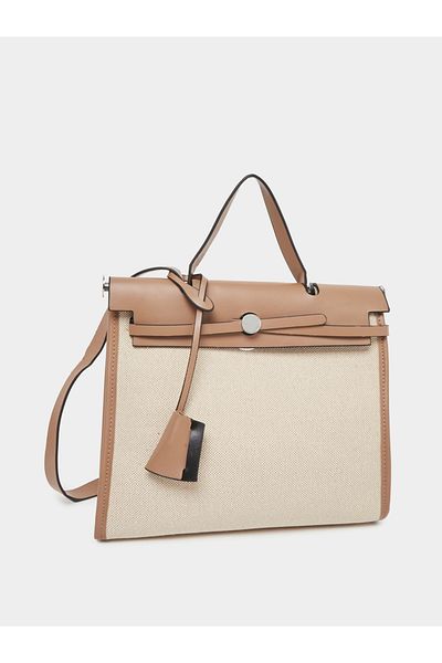Styli Color Block Handbag with Top Handle