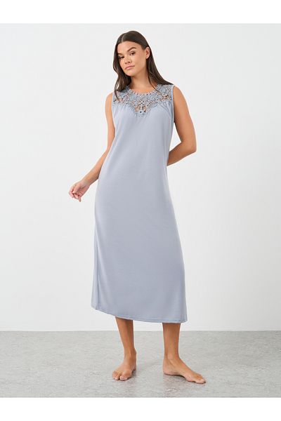 Styli Lace Insert Sleeveless Midi Sleep Dress