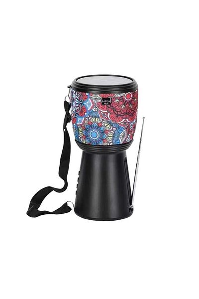 divendi-ro Portable bluetooth solar-charged portable speaker with FM radio and flashlight, black-floral