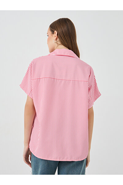 Styli Striped Short Sleeve Regular Fit Shirt with Flap Detail