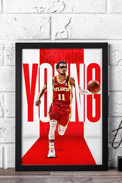Saturn Pictură înrămată Trae Young - Pictură poster NBA de baschet