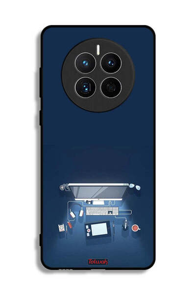 Tolwak غطاء حماية لهاتف هواوي ميت 50E بتصميم فني على مكتب الكمبيوتر