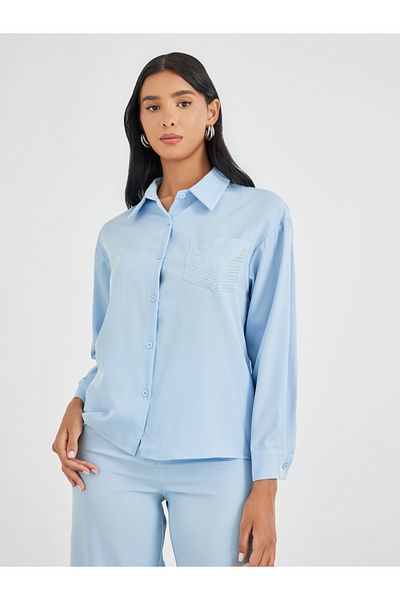 Styli Embellished Pocket Buttoned Shirt and Pants Co-Ordsd