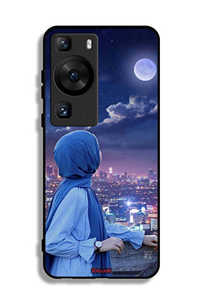 Tolwak غطاء حماية لهاتف هواوي P60 برو بطبعة فتاة محجبة تنظر إلى القمر
