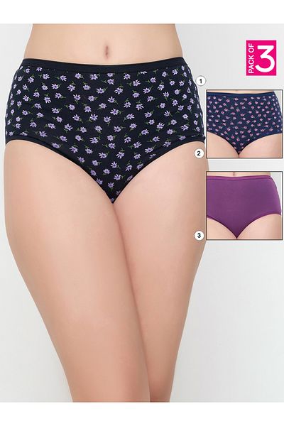 Clovia By Styli Pack of 3 - High Rise Printed Hipster Briefs