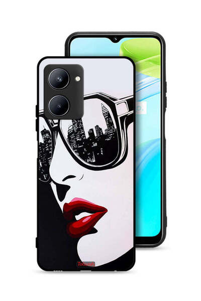 Tolwak غطاء حماية Realme C33 بتصميم وجه فتاة وفن تجريدي