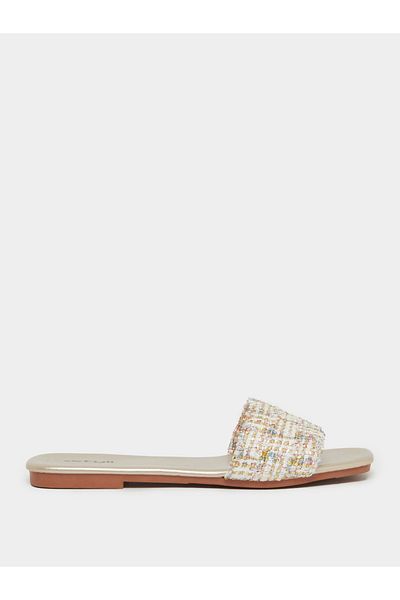 Styli Textured Woven Slip-On Sandals
