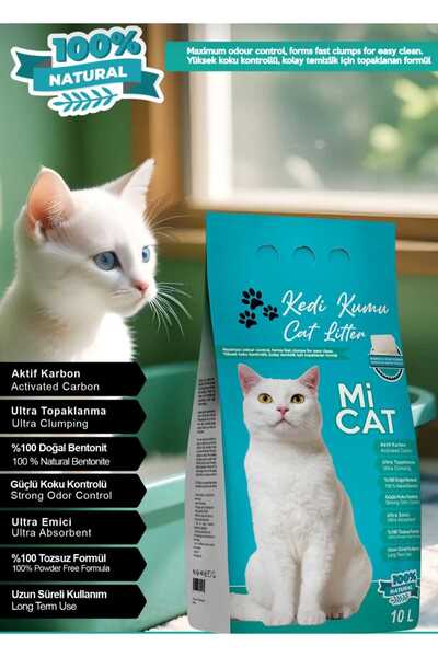 Mİ CAT 10 Litre Marsilya Sabun Kokulu Naturel Tozsuz Ve Ultra Topaklanan Bent...