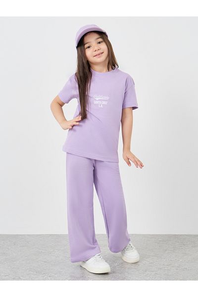 Styli Slogan Print Oversized T-Shirt and Wide Leg Joggers Set