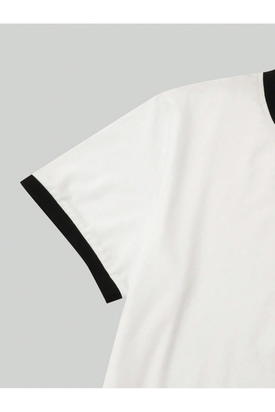 COHERENT Unisex pánské/dámské bílé tričko s černým límečkem oversize bavlněné tričko
