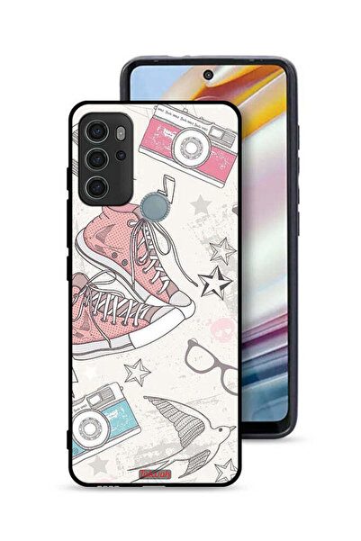 Tolwak غطاء حماية موتورولا موتو جي 60 إس من القماش بتصميم حذاء وفن كاميرا