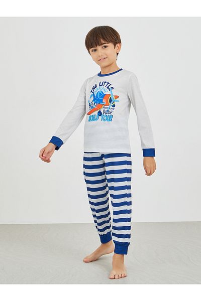 Styli Graphic Print T-Shirt and Striped Pyjama Set