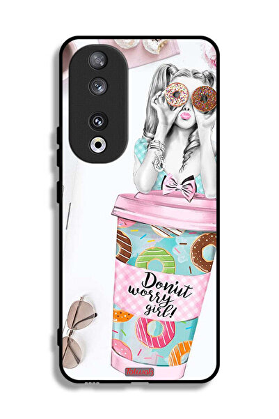 Tolwak غطاء حماية لهاتف Honor 90 بتصميم فتاة دونات ووري
