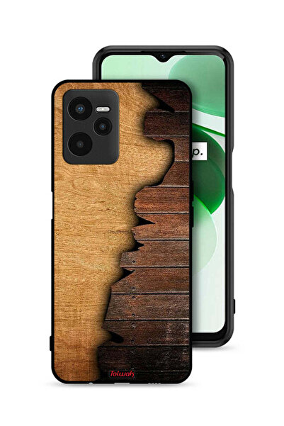 Tolwak Realme C35 Protective Case Cover Vintage Wood Pattern