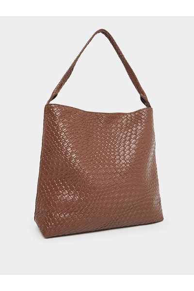 Styli Textured Shoulder Bag with Snap Closure
