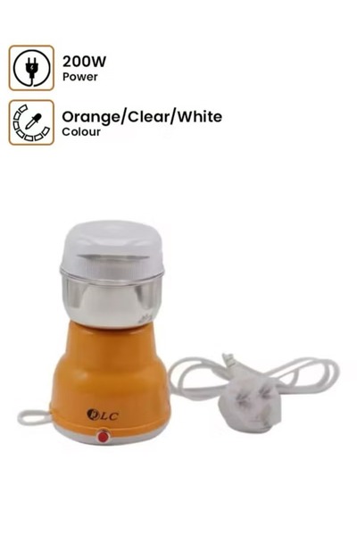 DLC مطحنة قهوة كهربائية بقوة 200 واط - برتقالي/أبيض، مزيج دقيق من DLC