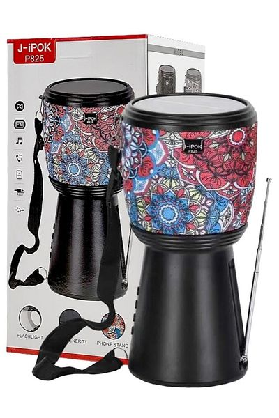 divendi-ro Portable bluetooth solar-charged portable speaker with FM radio and flashlight, black-floral