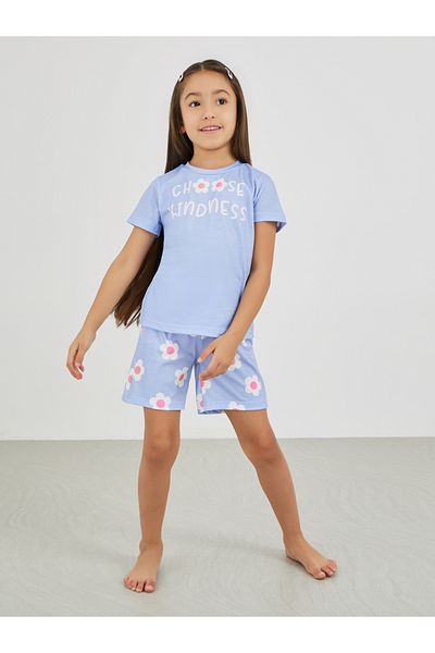 Styli Slogan Print Short Sleeve T-Shirt and Pyjama Set