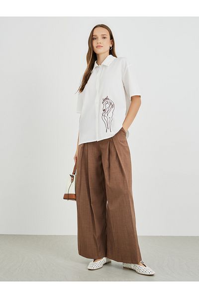 Styli Horse Embroidered Oversized Short Sleeve Shirt