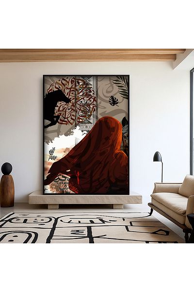 4gdran Canvas Wall Art Print Gypsum Board Design with Hollow Frame