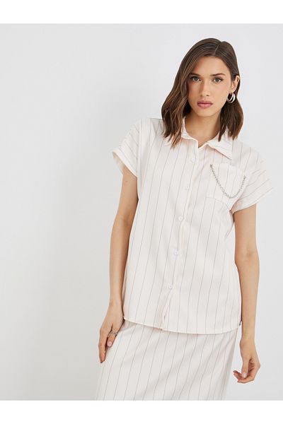 Styli Stripes Spread Collar Shirt with Maxi Skirt Co-Ords