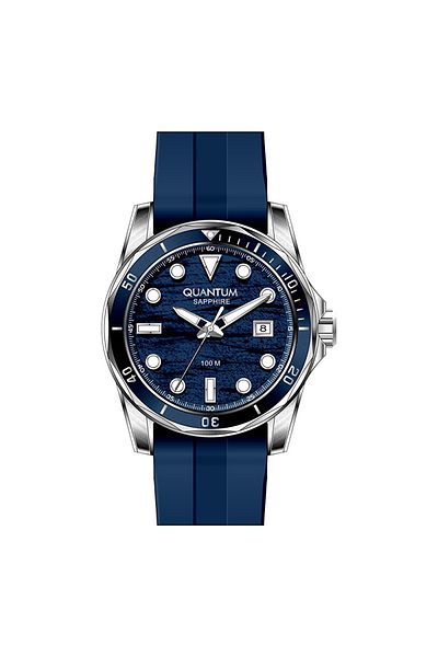 Quantum Adg1229.399 10 Atm Water Resistant Steel Case with Anti-Scratch Sapphire Glass Silicone Cord Lacive