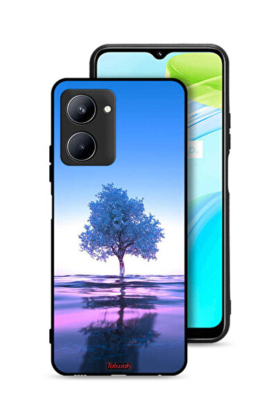 Tolwak غطاء حماية لهاتف Realme C33 بتصميم شجرة نيون وانعكاس مائي فني رقمي