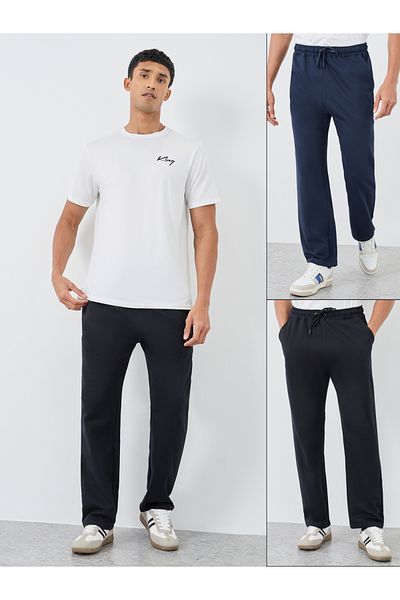Styli Pack of 2 - Solid Straight Open Hem Terry Joggers