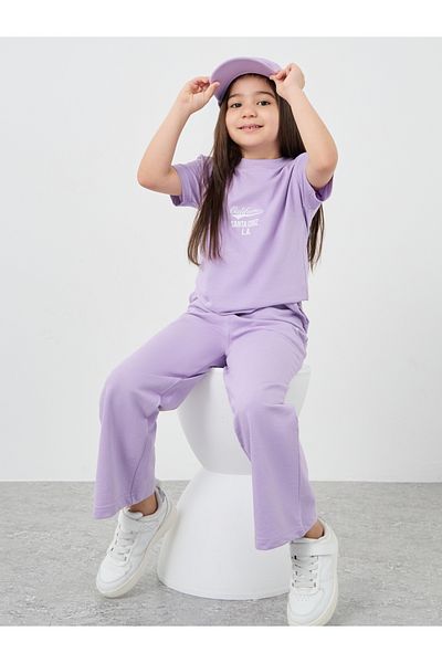 Styli Slogan Print Oversized T-Shirt and Wide Leg Joggers Set