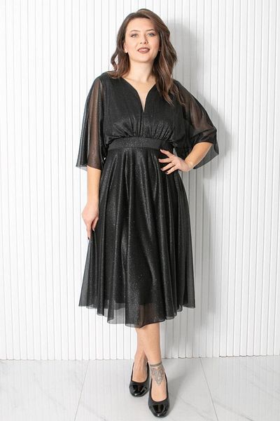SUBU TASARIM Glitter Tulle Evening Dress Black Tbs902