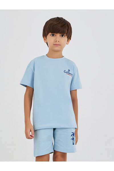 Styli Slogan Print Short Sleeve T-Shirt and Shorts Set