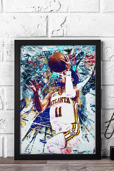 Saturn Trae Young Framed Painting - Basketball Nba Poster Painting