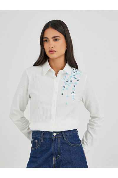 Styli Floral Embroidered Buttoned Shirt